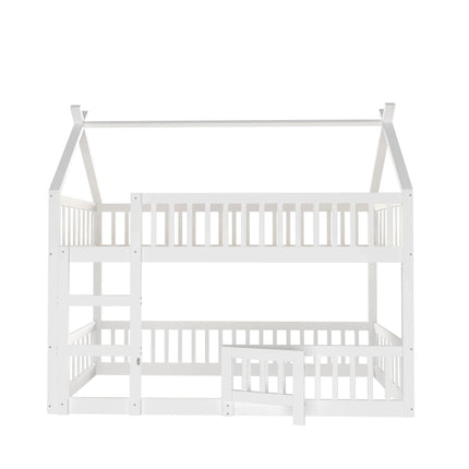 Slaapgedeelte met twee eenpersoonsbedden (90x190 cm) – Wit houten frame