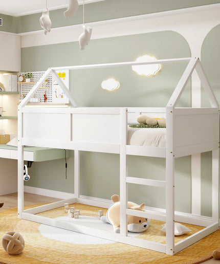 Lit mezzanine 2 lits 90x190 – Structure bois blanche