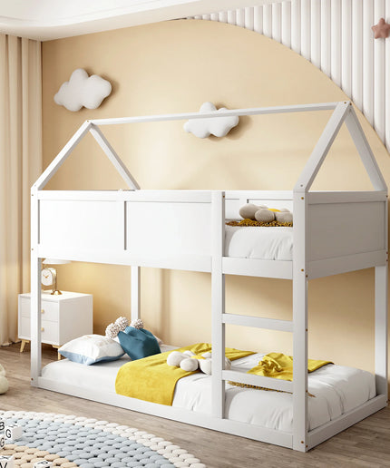 Lit mezzanine 2 lits 90x190 – Structure bois blanche