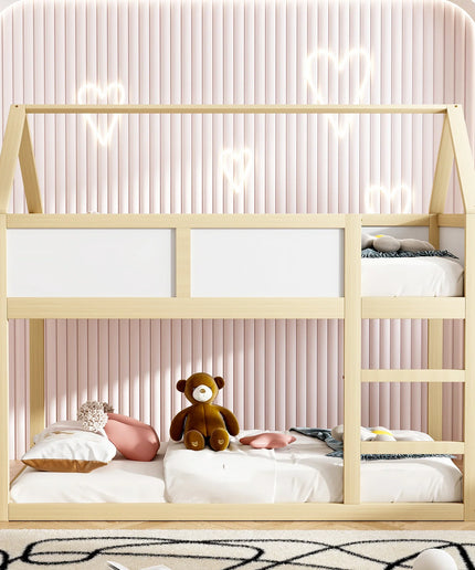 Lit mezzanine 2 lits 1 place 90x190 – Structure bois et blanc