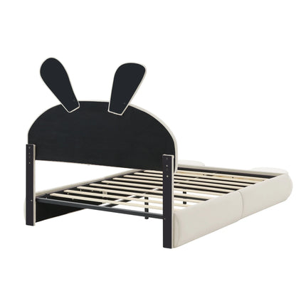 Tweepersoonsbed met opbergruimte 140x200 cm – Beige fluweel met opbergruimte en ledverlichting