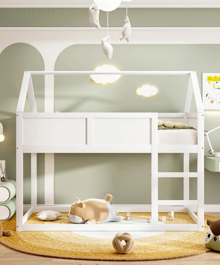 Lit mezzanine 2 lits 90x190 – Structure bois blanche