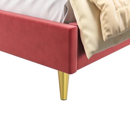 Tweepersoonsbed 140x200 cm – Bloemblaadjesmotief in roze fluweel