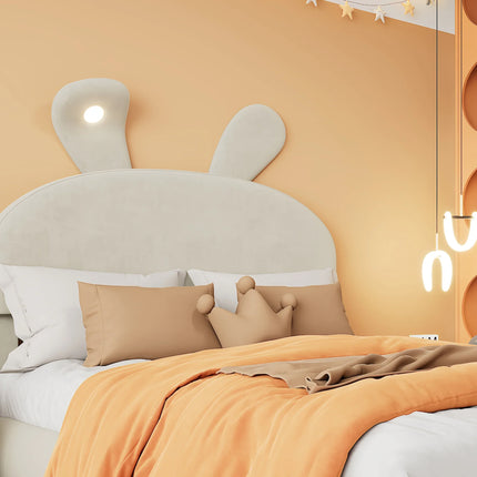 Tweepersoonsbed met opbergruimte 140x200 cm – Beige fluweel met opbergruimte en ledverlichting