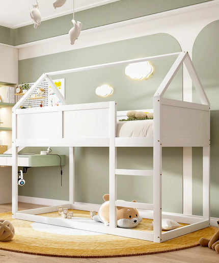 Lit mezzanine 2 lits 90x190 – Structure bois blanche