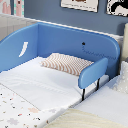 Lit 1 place 90x200 pour enfant avec rangements – Design baleine bleu