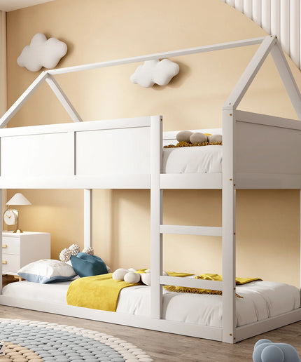 Lit mezzanine 2 lits 90x190 – Structure bois blanche