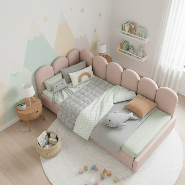 Eenpersoonsbed 90x200 – Bed met opbergruimte en gewatteerde rugleuning