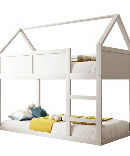 Lit mezzanine 2 lits 90x190 – Structure bois blanche