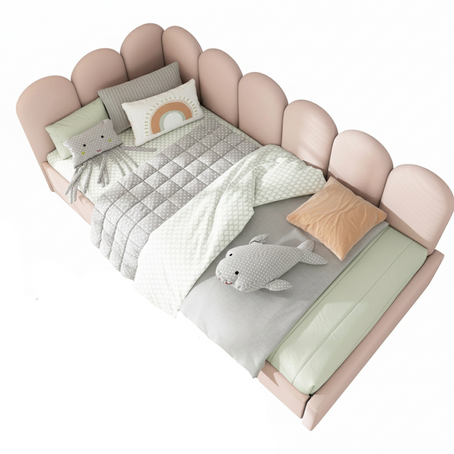 Eenpersoonsbed 90x200 – Bed met opbergruimte en gewatteerde rugleuning