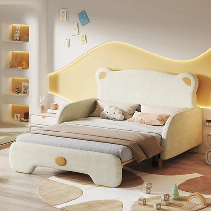 Tweepersoonsbed voor kinderen 140x200 cm – Berendesign in beige fluweel