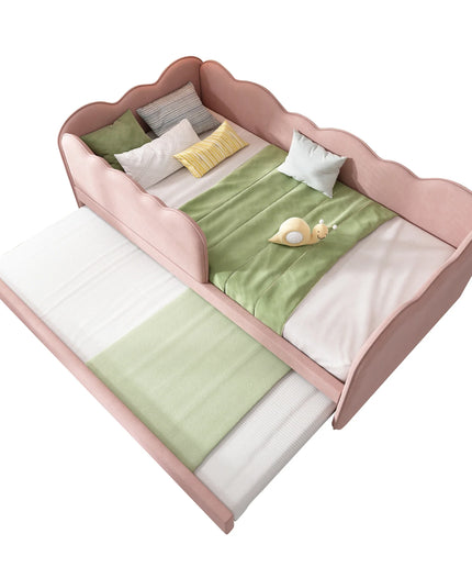 Lit 1 place 90x190 gigogne – Velours rose lit gigogne