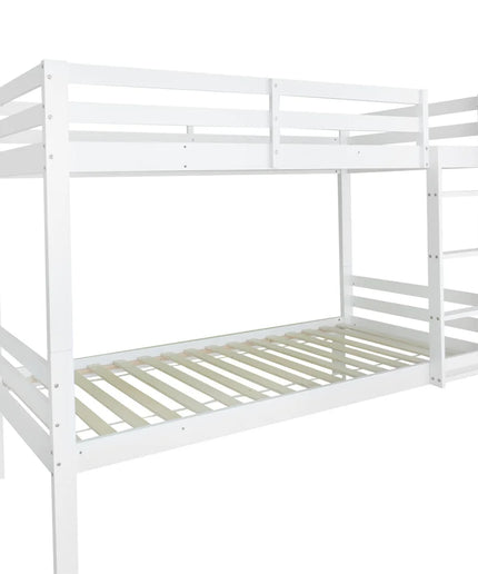 Lit mezzanine 2 lits de 1 place 90x200 – Bois blanc avec échelle et lits séparables