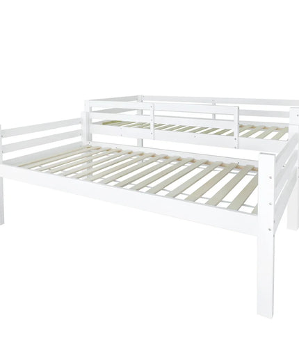Lit mezzanine 2 lits de 1 place 90x200 – Bois blanc avec échelle et lits séparables