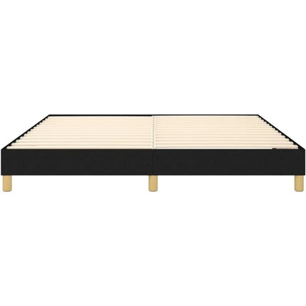 Bettgestell 160 x 200 cm – Gepolstertes 2-Sitzer-Bettgestell mit Füßen, schwarzer Stoff