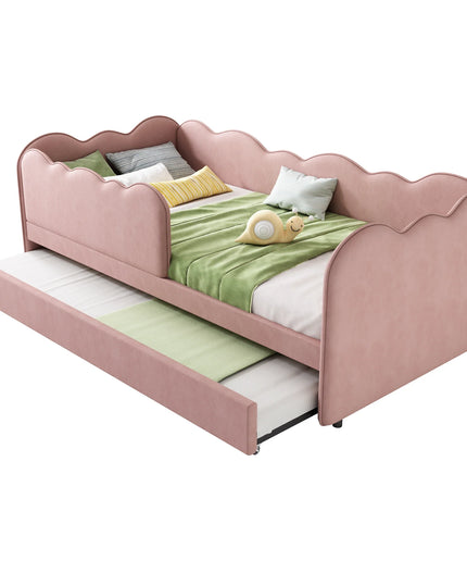 Lit 1 place 90x190 gigogne – Velours rose lit gigogne